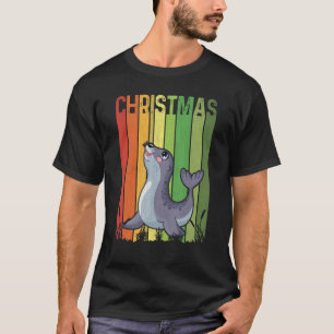 Christmas Retro Sea Lion Cute Group Matching Xmas  T-Shirt