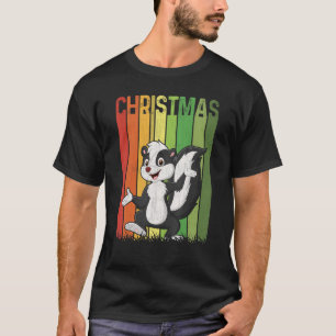 Christmas Retro Skunk Cute Group Matching Xmas Hol T-Shirt