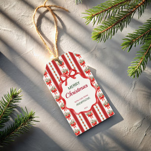 Christmas retro stripes grandmilenial personalised gift tags