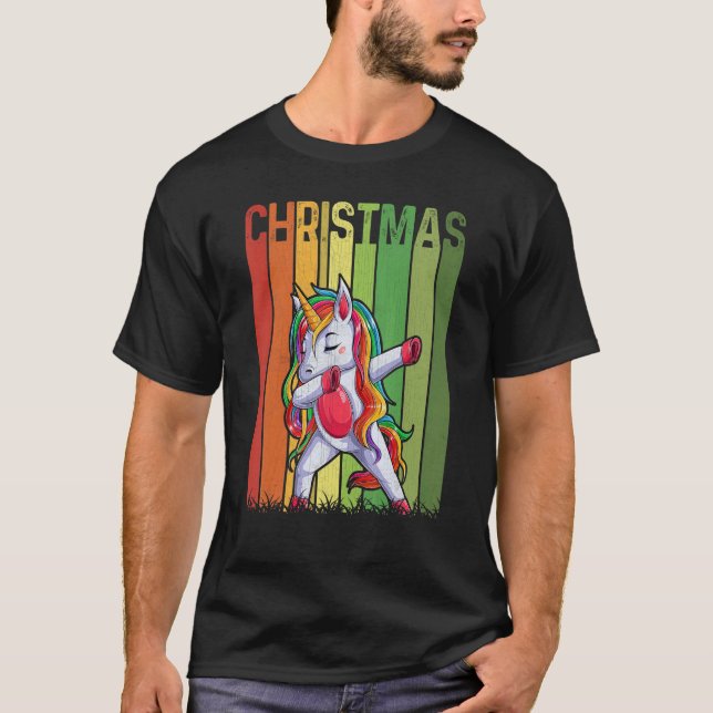 Christmas Retro Unicorn Cute Group Matching Xmas H T-Shirt (Front)