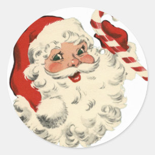 Christmas Retro Vintage Santa Classic Round Sticker