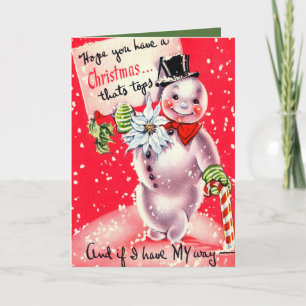 Christmas retro Vintage snowman add text card