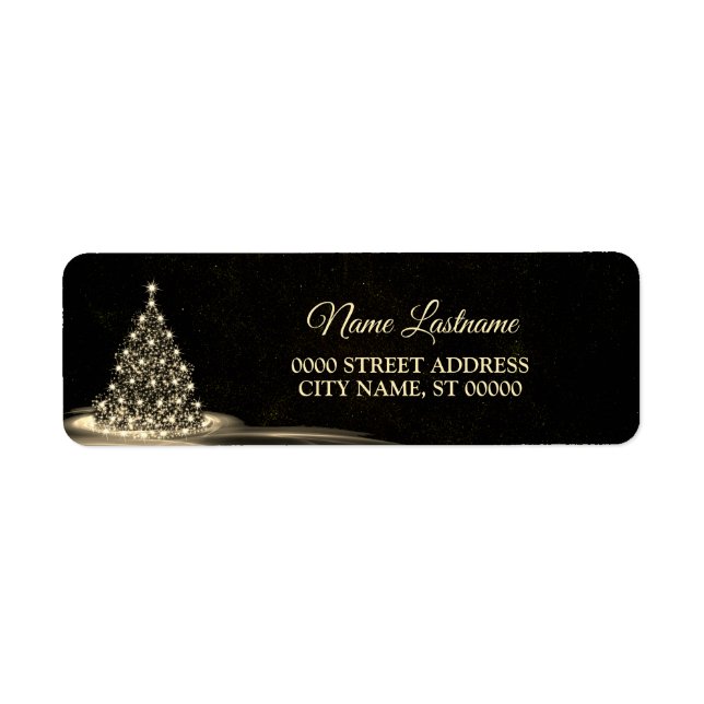 Christmas Return Address Golden Shiny Winter Black (Front)
