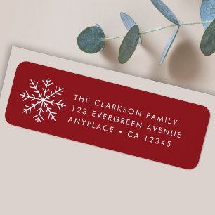 Christmas Return Address Label Red Snowflake