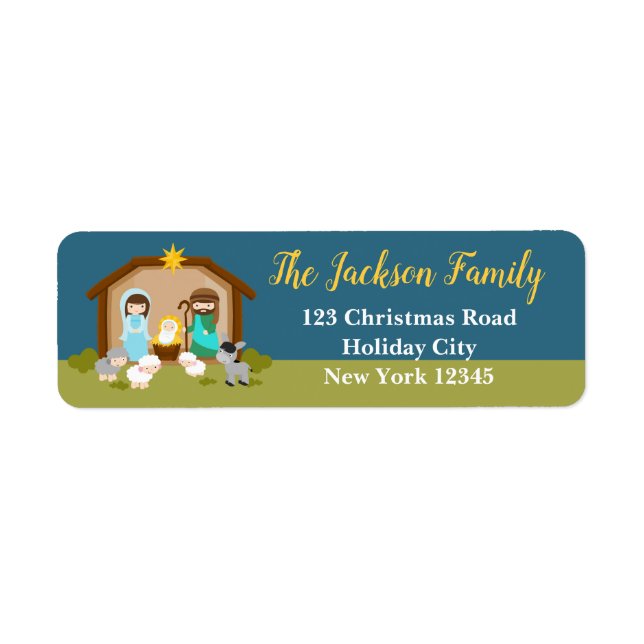 Christmas Return Address Labels (Cute Nativity) (Front)