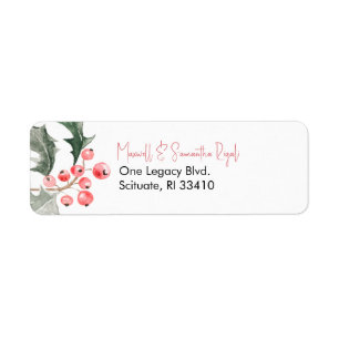 Christmas Return Address Labels Holly & Berries