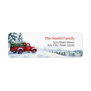 Christmas Return Address Labels Red Truck Tree