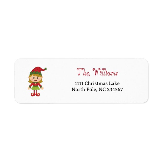 Christmas Return Address Labels with Elf (Front)
