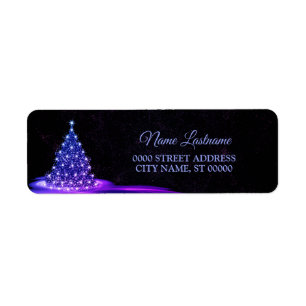 Christmas Return Address Pink Blue Winter Black