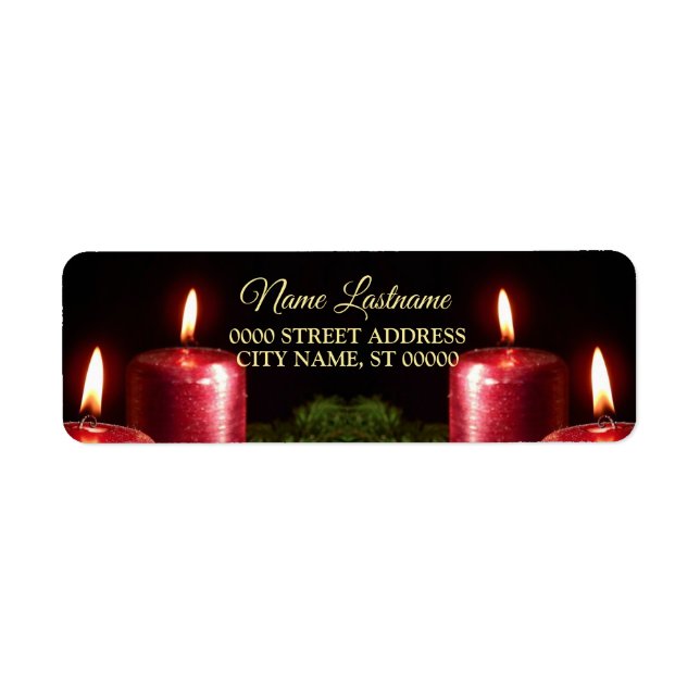 Christmas Return Address Red Candle Winter Holiday (Front)