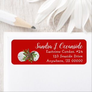 Christmas Return Address Red Sand Dollars