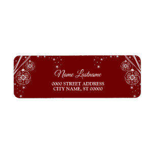Christmas Return Address Red White Stars Elegant