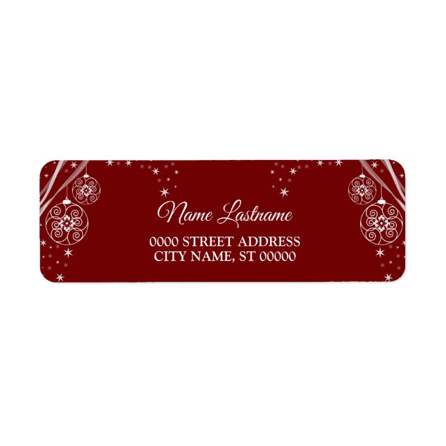 Christmas Return Address Red White Stars Elegant (Front)