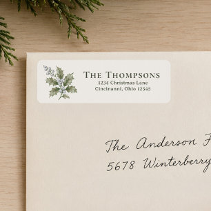 Christmas Return Address Winter Greenery