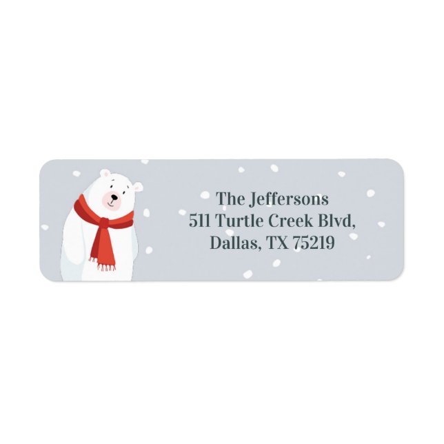 Christmas return label Cute Polar Bear (Front)