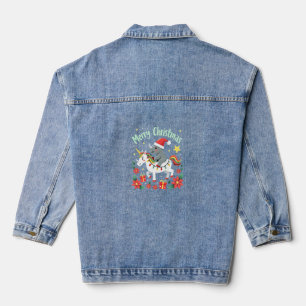 Christmas Rhino Merry Christmas Unicorn Rhino T-Sh Denim Jacket