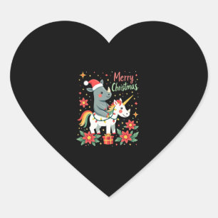 Christmas Rhino Merry Christmas Unicorn Rhino T-Sh Heart Sticker
