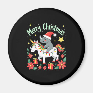 Christmas Rhino Merry Christmas Unicorn Rhino T-Sh Magnet