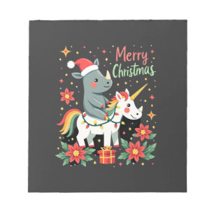 Christmas Rhino Merry Christmas Unicorn Rhino T-Sh Notepad