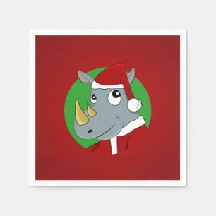 Christmas rhinoceros cartoon napkin