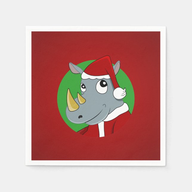 Christmas rhinoceros cartoon napkin (Front)