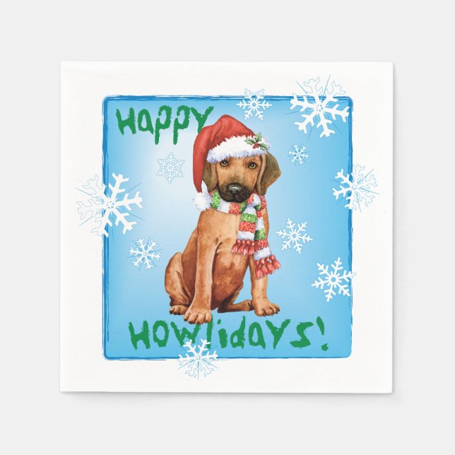 Christmas Rhodesian Ridgeback Napkins (Front)