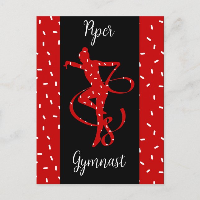 Christmas Rhythmic Gymnastics Red Candy Sprinkle Postcard (Front)
