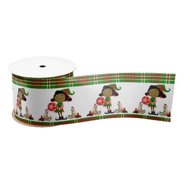 Christmas Ribbon, African Elf Satin Ribbon (Spool)