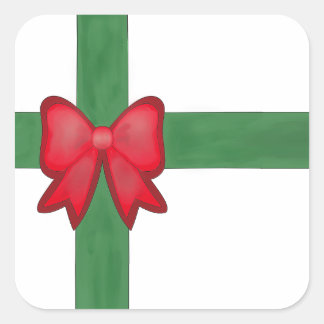 Christmas ribbon and bow square sticker