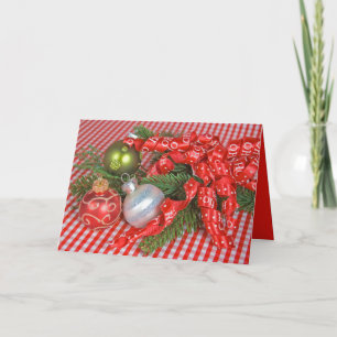 Christmas ribbon and ornaments holiday card