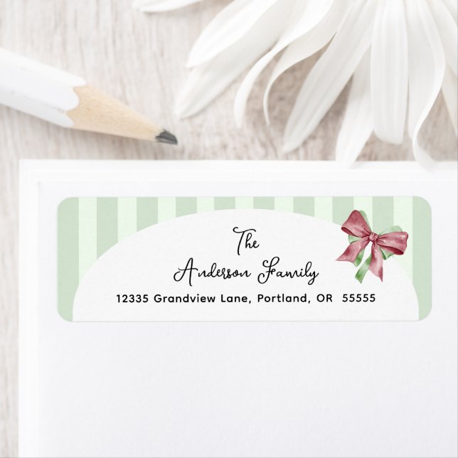 Christmas Ribbon Bows Return Address Label (Insitu)