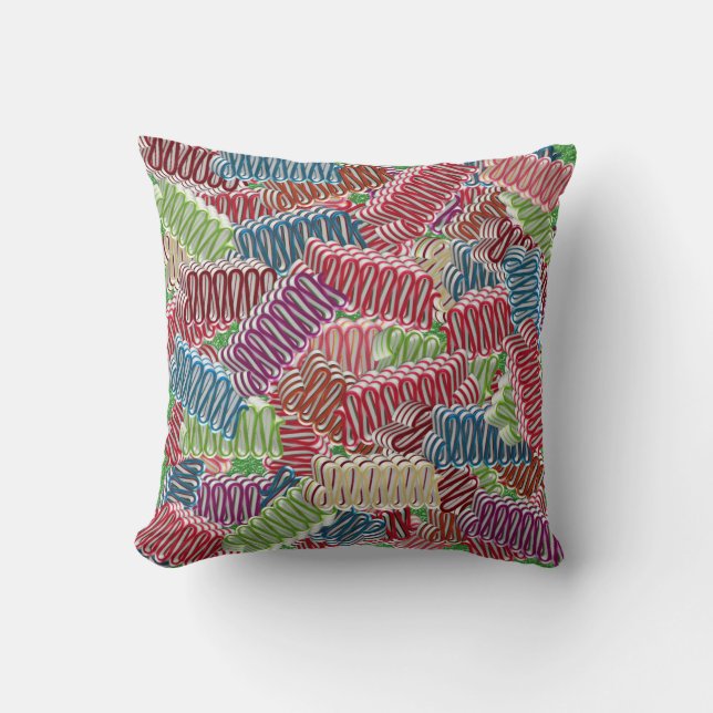 Christmas Ribbon Candies Throw Pillow (Front)