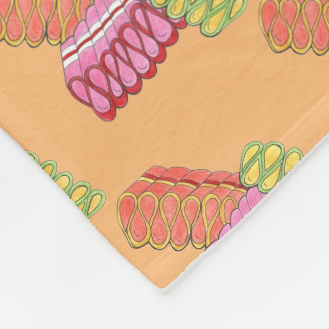 Christmas Ribbon Candy Orange Holiday Xmas Sweets Fleece Blanket (Corner)
