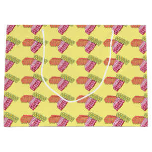 Christmas Ribbon Candy Yellow Holiday Gift Bag
