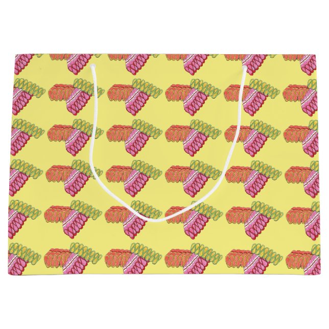 Christmas Ribbon Candy Yellow Holiday Gift Bag (Front)