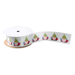 Christmas Ribbon Cute Gnomes with Gift Satin Ribbon