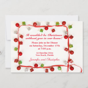 Christmas Ribbon Dinner Invitation