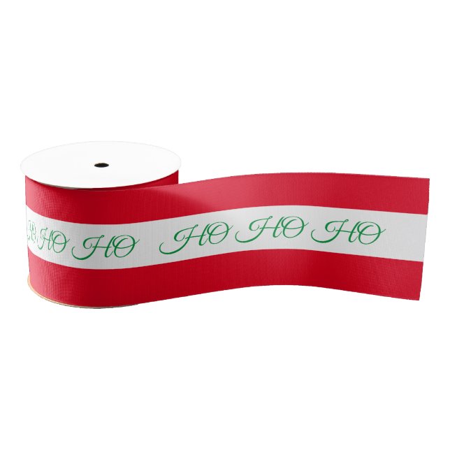 Christmas Ribbon & Ho Ho Ho Stripe Red/Green candy Grosgrain Ribbon (Spool)