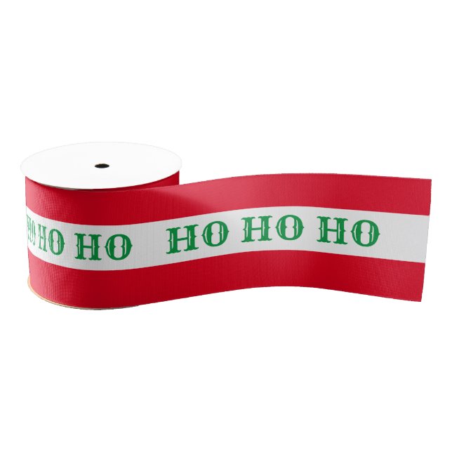 Christmas Ribbon & Ho Ho Ho Stripe Red/Green candy Grosgrain Ribbon (Spool)