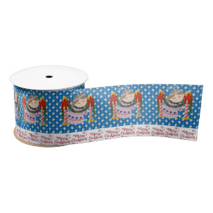 Christmas Ribbon, Merry Christmas Angel Satin Ribbon
