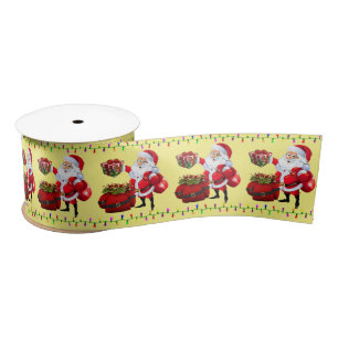 Christmas Ribbon, Merry Christmas Santa Satin Ribbon