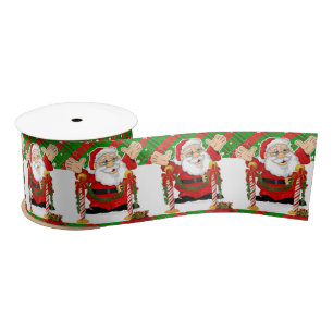 Christmas Ribbon, Merry Christmas Santa Satin Ribbon
