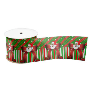 Christmas Ribbon, Merry Christmas Santa Satin Ribbon