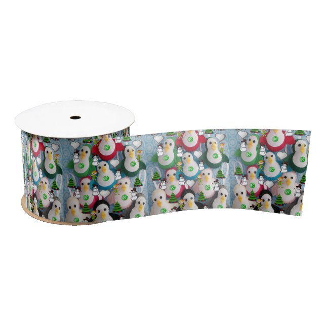 Christmas Ribbon, Penguin Satin Ribbon (Spool)