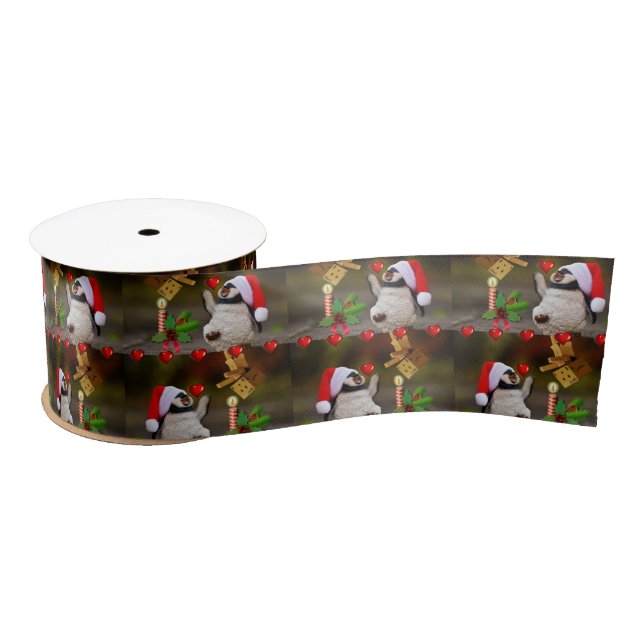 Christmas Ribbon, Penguin Satin Ribbon (Spool)