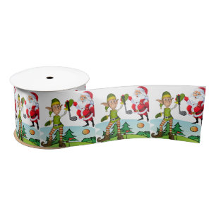 Christmas Ribbon, Santa Golf Satin Ribbon