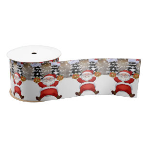 Christmas Ribbon, Santa Satin Ribbon