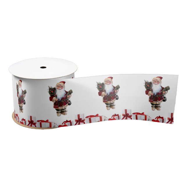 Christmas Ribbon, Santa Satin Ribbon (Spool)