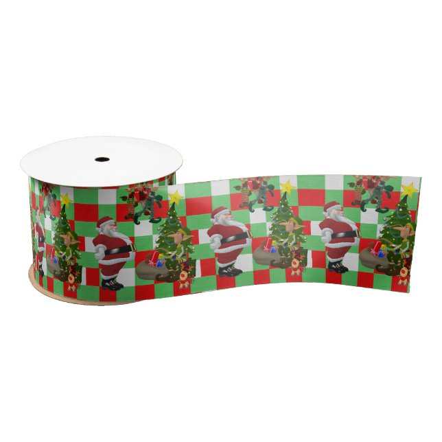 Christmas Ribbon, Santa Satin Ribbon (Spool)