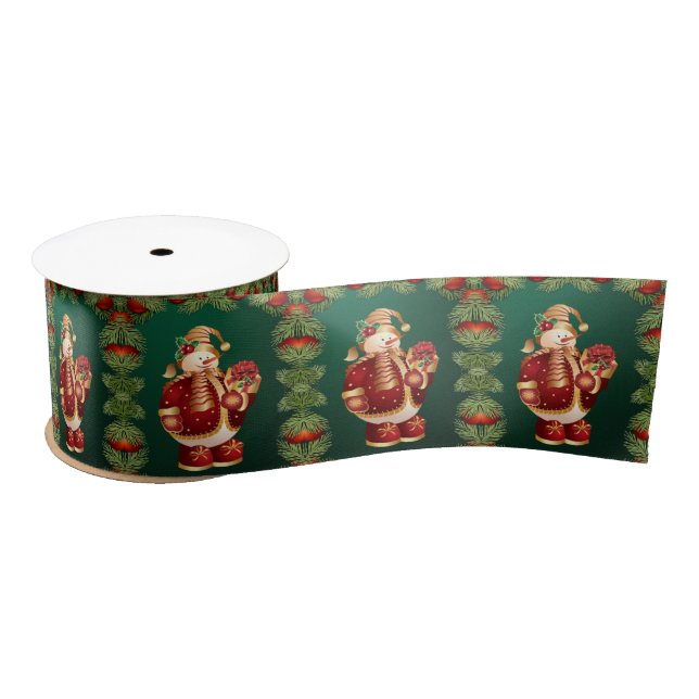 Christmas Ribbon, Snowman Satin Ribbon (Spool)